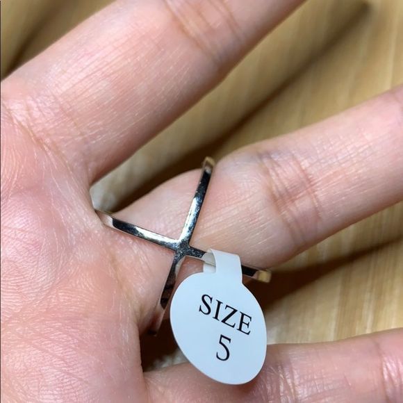 X ring in 14kt white gold plated - Picture 3 of 7